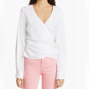 Veronica Beard Ozzie Faux Wrap shirt in Size 6 White